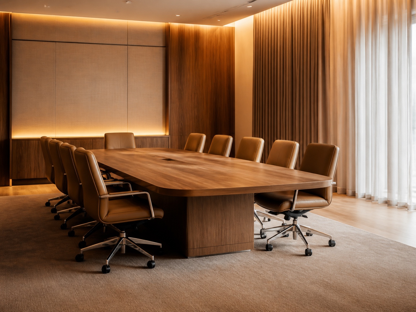 A warm timber boardroom — property, the long view